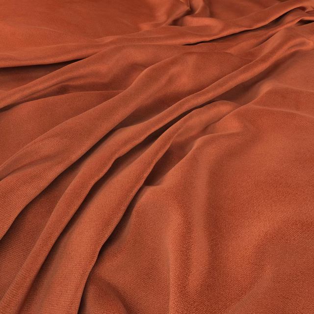 Burnt paprika fabric with fine weave and soft, fluid folds