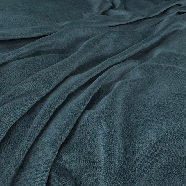 Deep petrol-teal fabric with fine weave and softly reflective folded texture