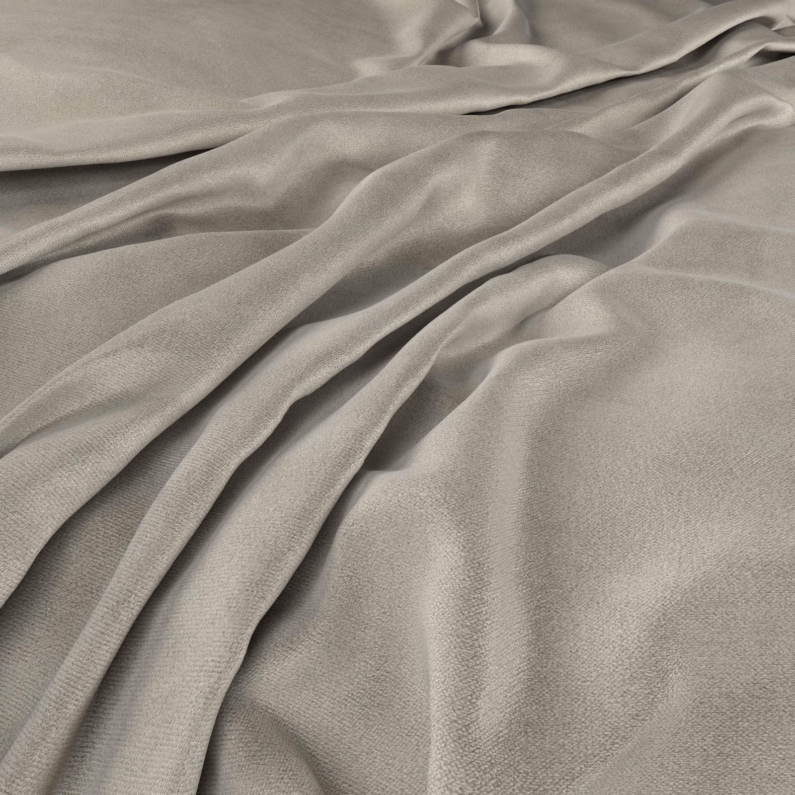 Draped smoke-grey woven fabric showing soft folds and a subtle satin-like sheen