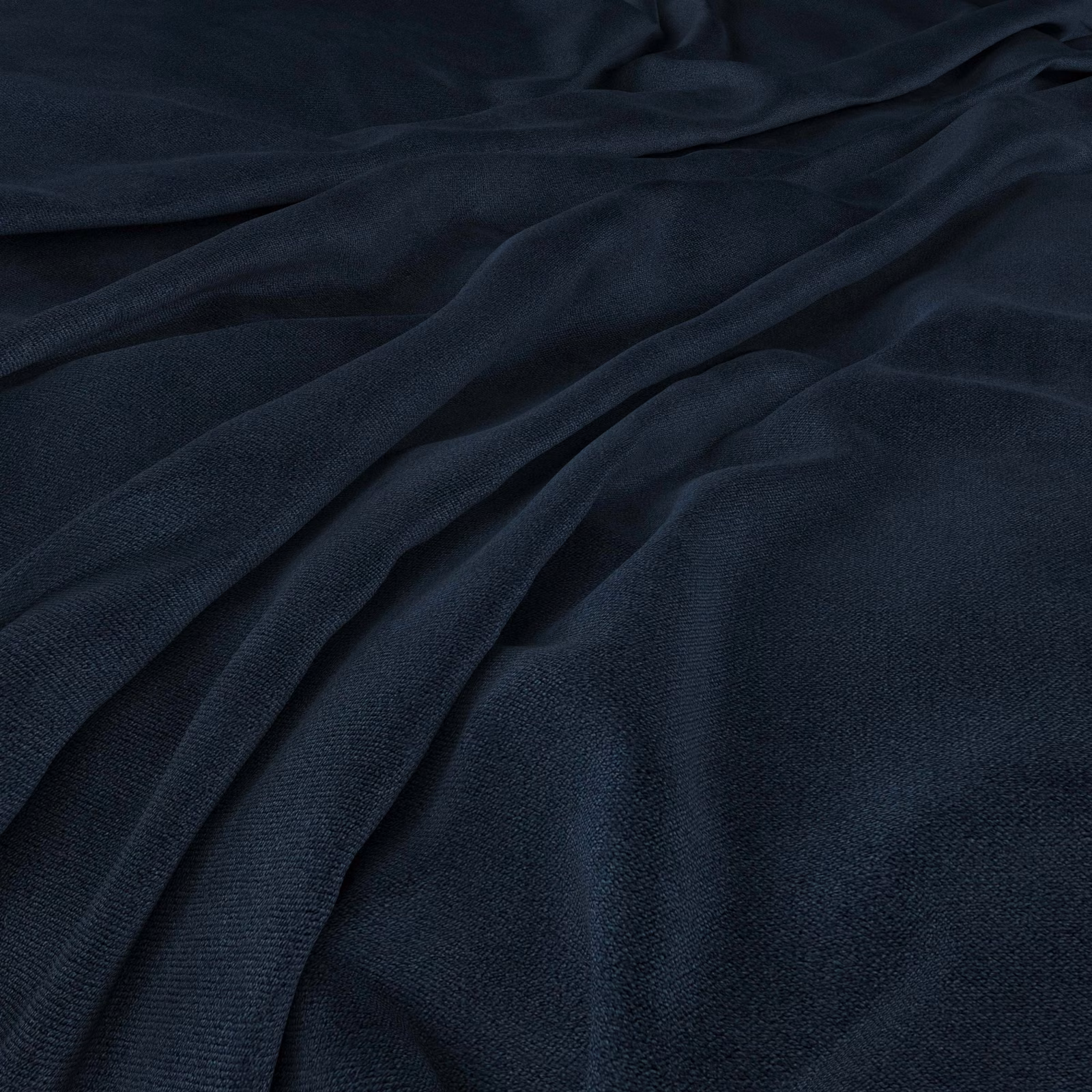 Deep ink-navy woven fabric draped into soft folds with a subtle sheen