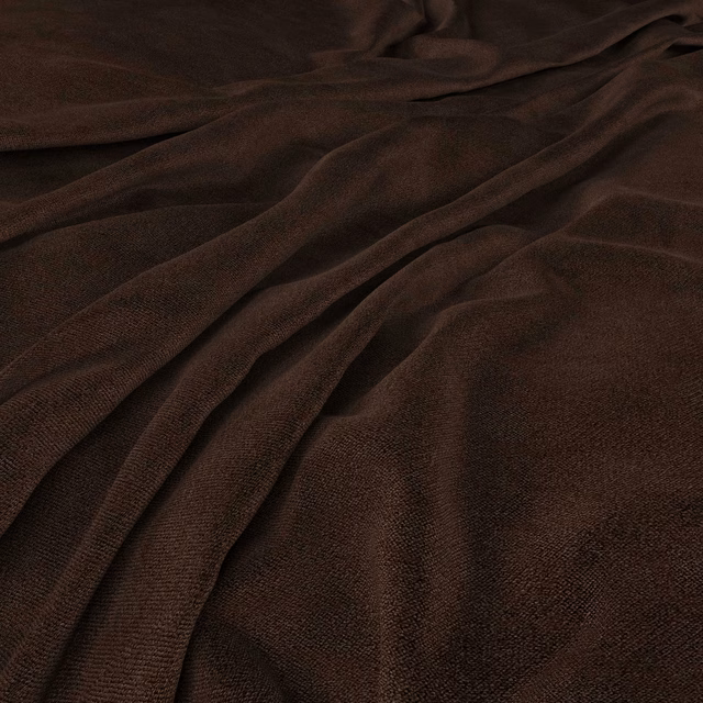 Deep espresso-brown woven fabric draped in soft folds with a fine textured grain