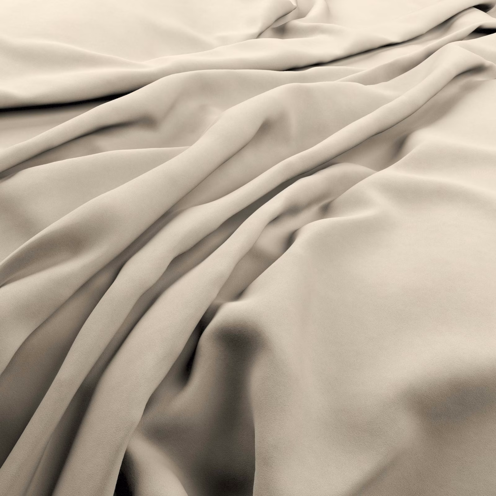 Pale bone fabric with smooth fluid folds and softly shadowed sheen