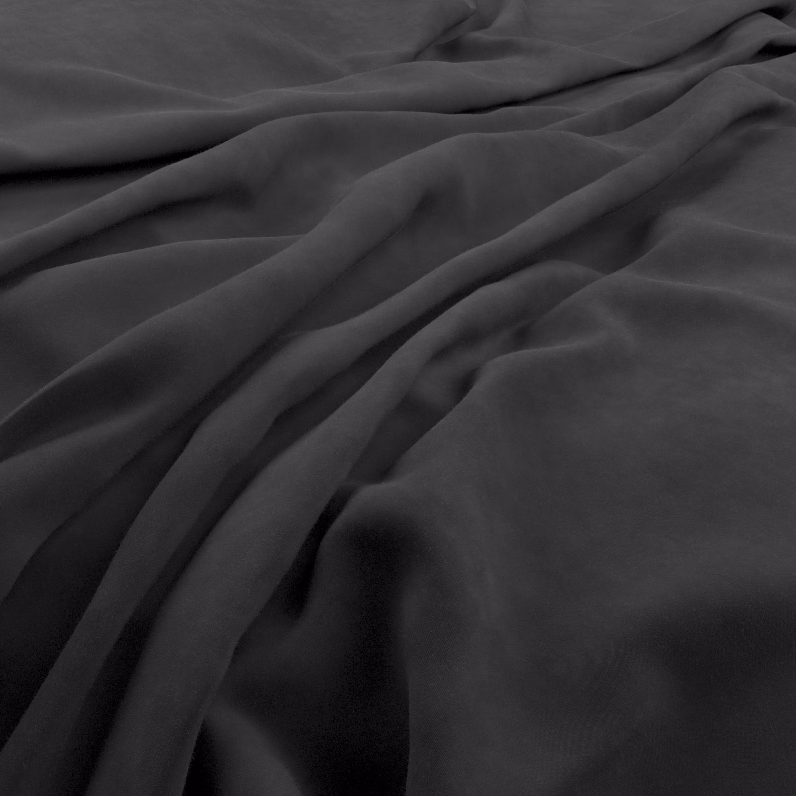 Deep midnight-blue fabric with a soft low-sheen surface gathered into broad folds