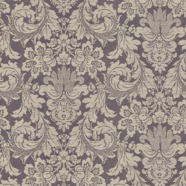 Mushroom taupe woven damask with pale ivory scrolling flowers and foliage