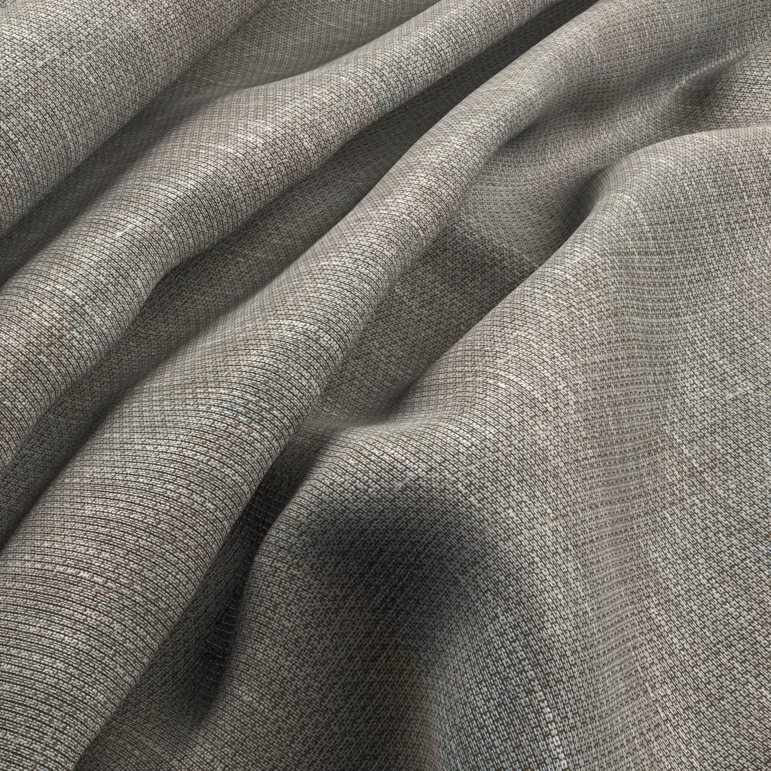 Cool ash-grey woven fabric showing fine crosshatching and softly folded texture