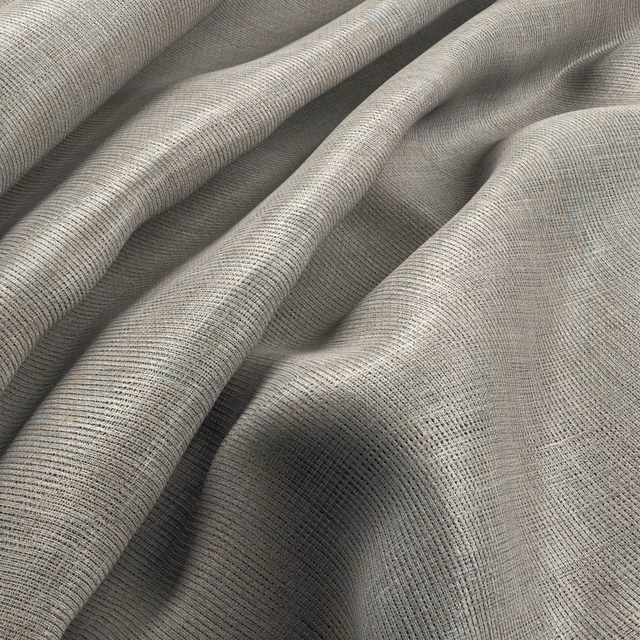 Close-up of muted flax taupe fabric showing fine horizontal weave in soft folds