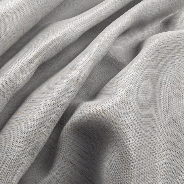 Pale greige fabric with a fine crosshatch weave gathered into soft folds