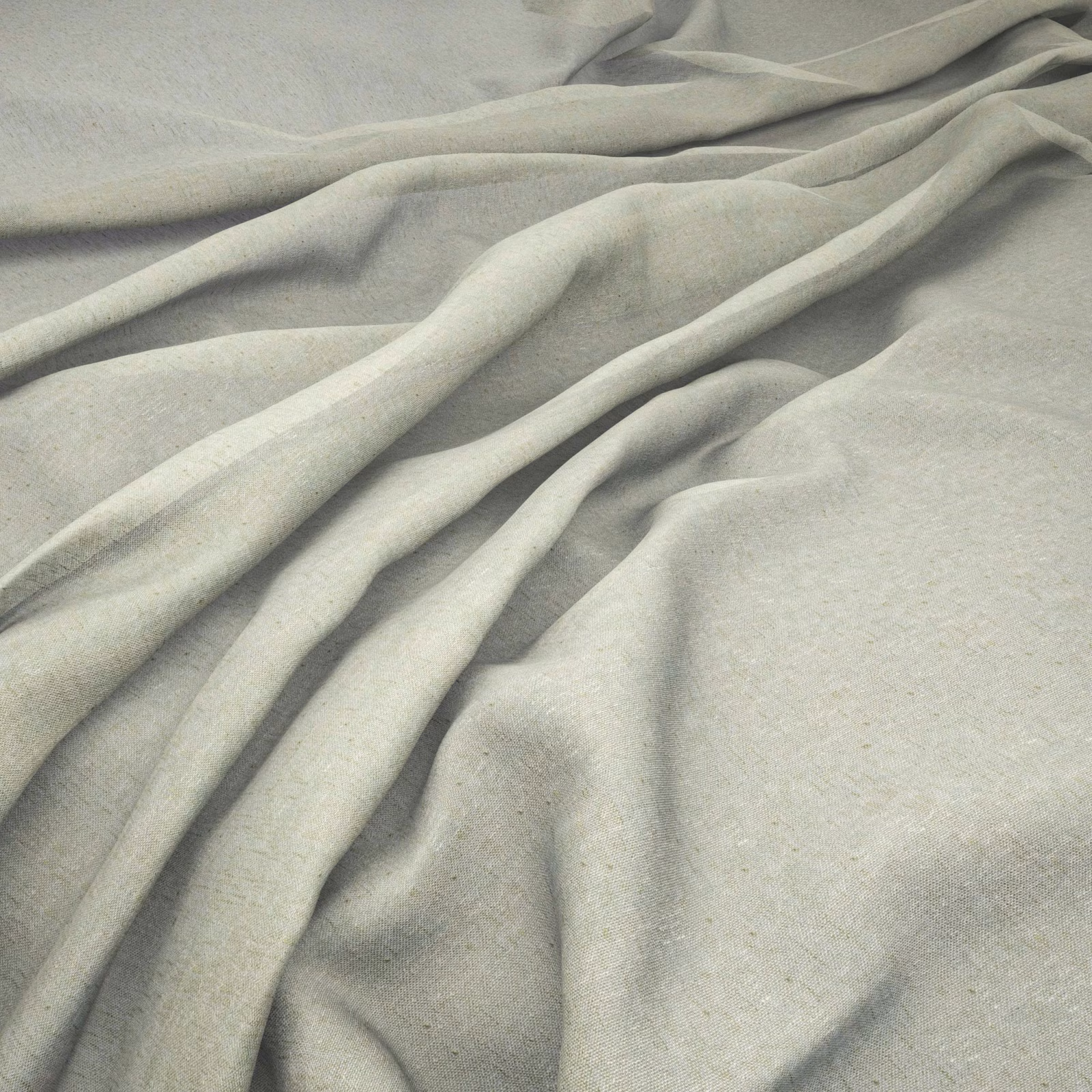 Pale sage apple-green fabric with fine texture, softly gathered into fluid folds