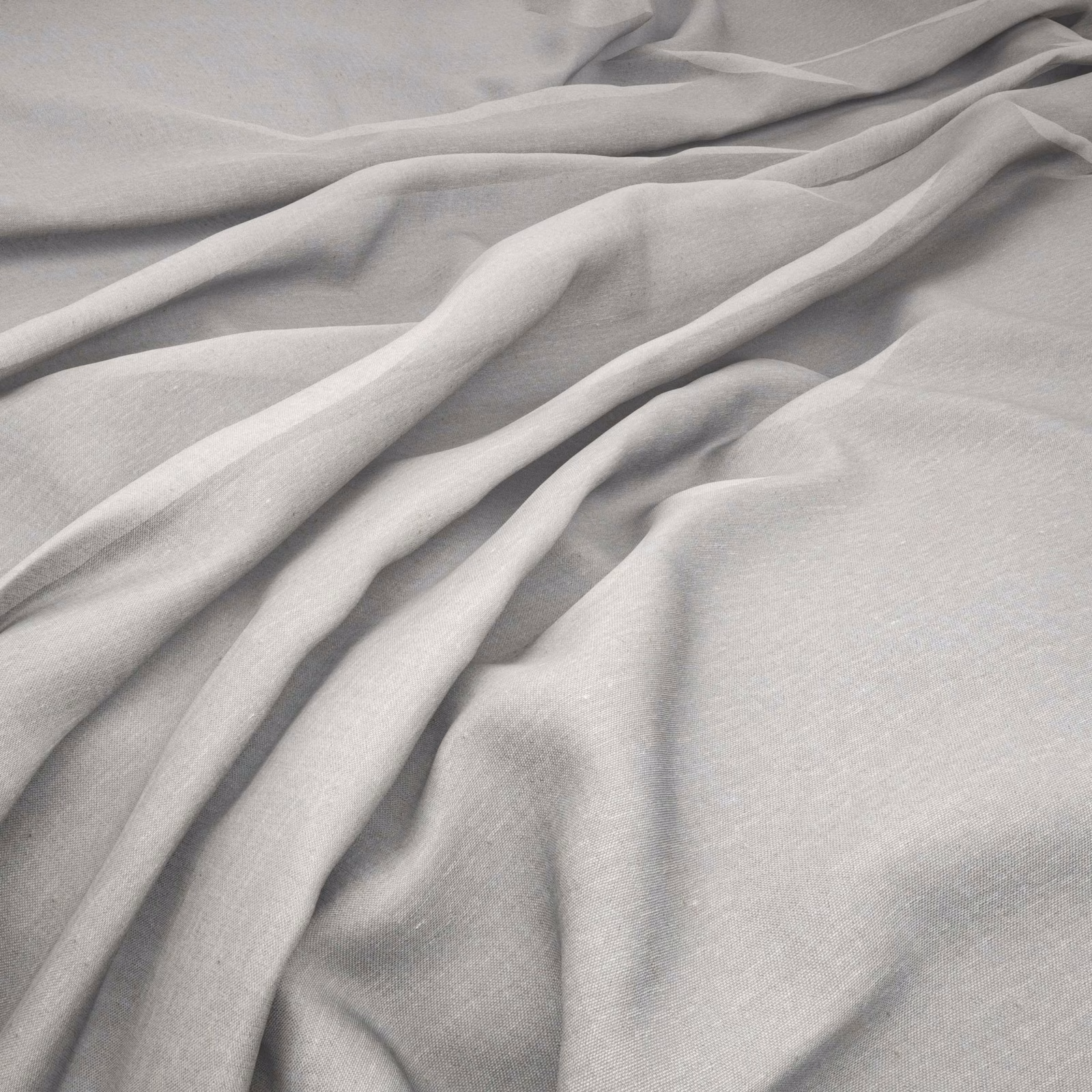 Pale ash-grey woven cloth forming soft, fluid folds with a subtle sheen
