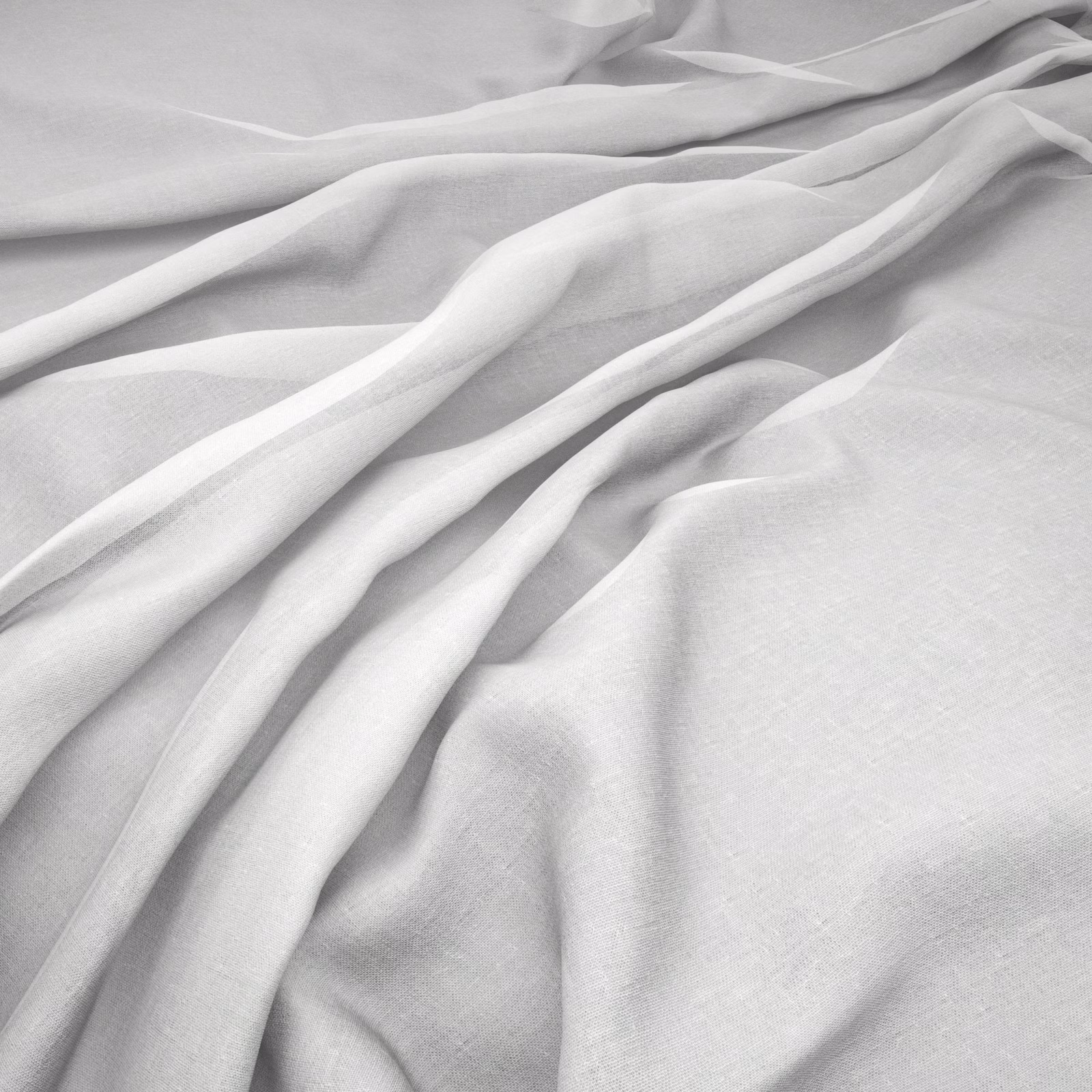 Pale ivory fine-weave fabric draped in soft folds with subtle grey shadows