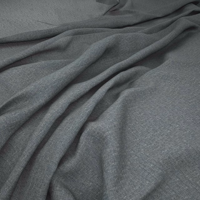 Close-up of charcoal pepper-grey woven cloth with fine texture and soft folds