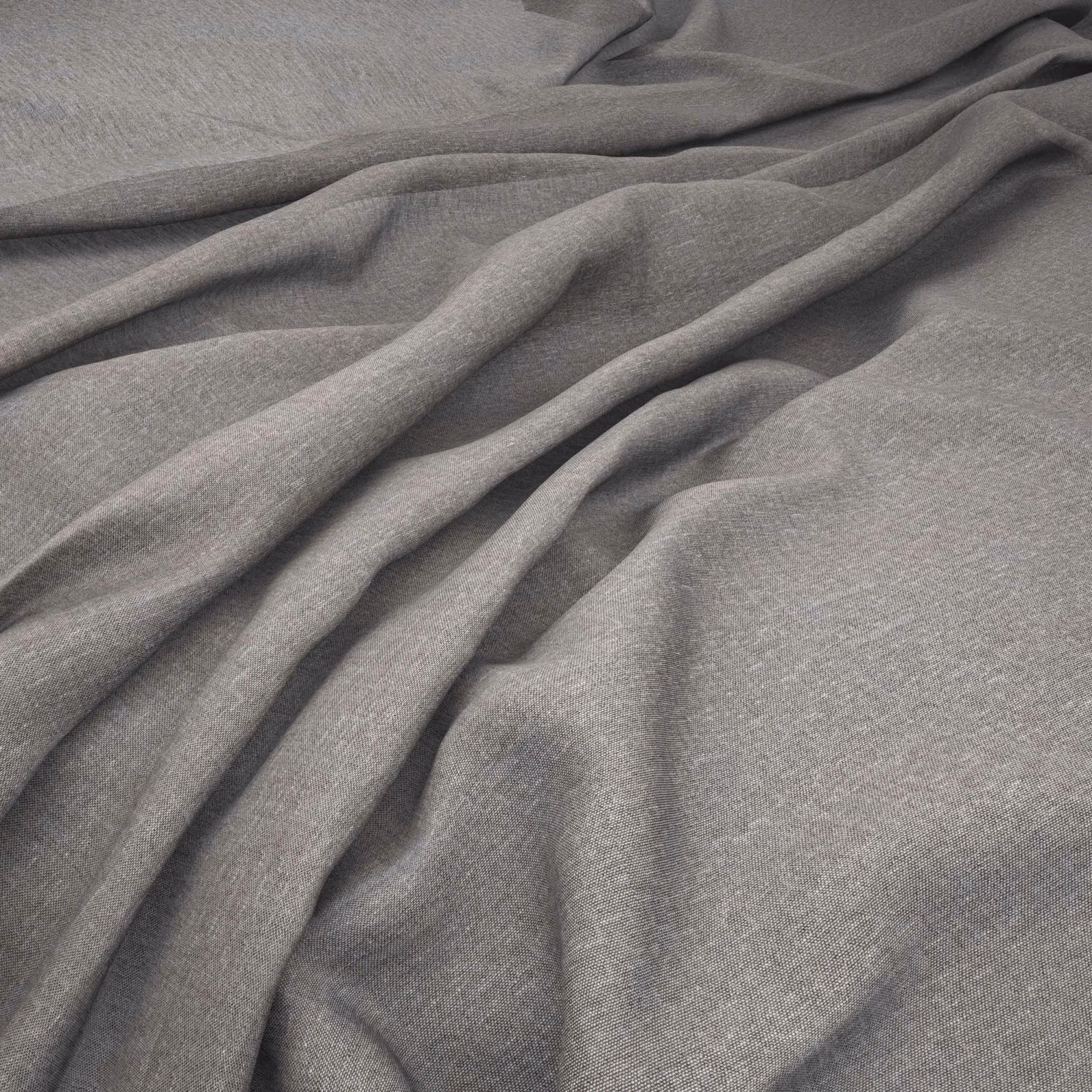 Soft warm-grey textile with a fine heathered weave falling into fluid folds