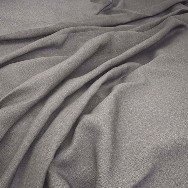 Soft warm-grey textile with a fine heathered weave falling into fluid folds