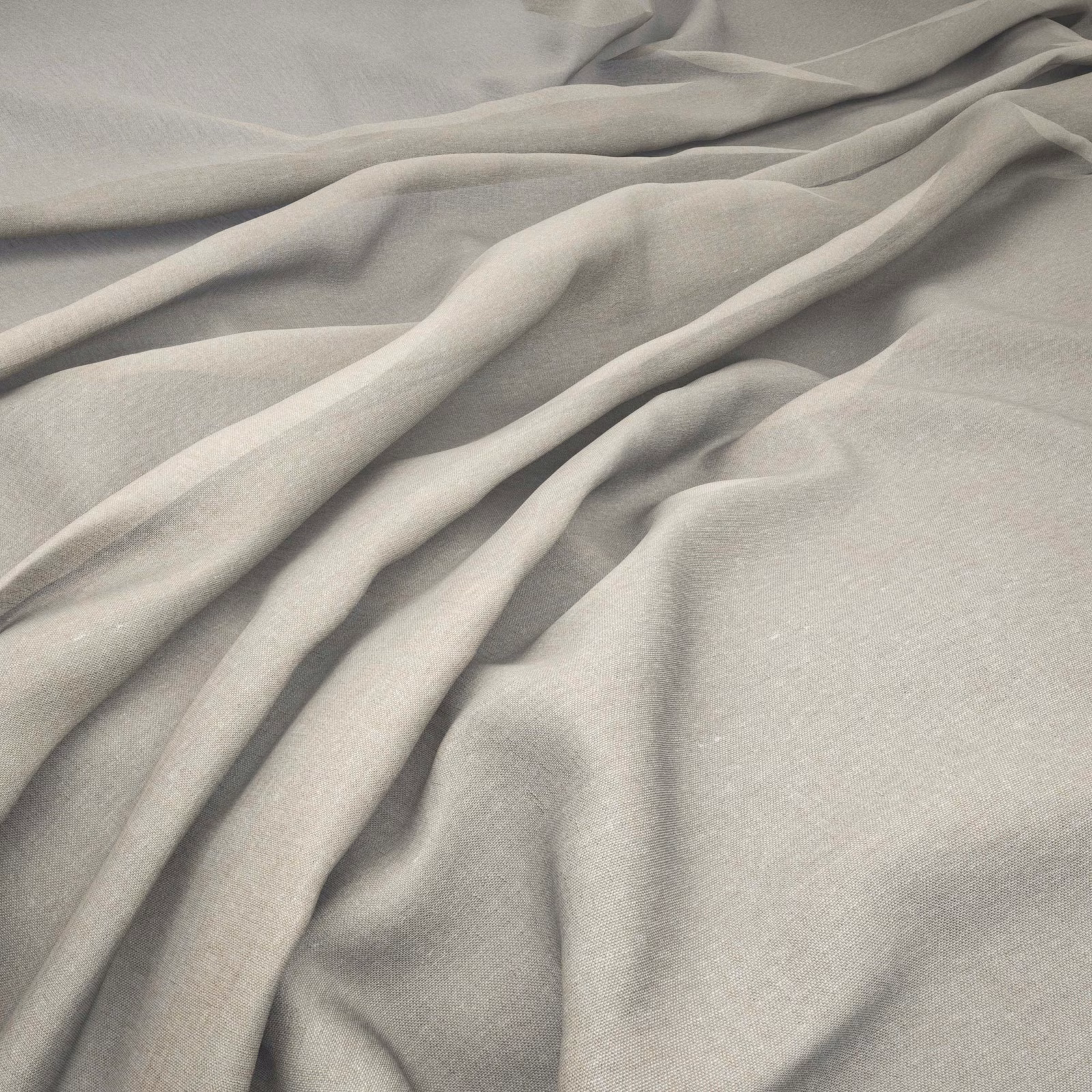 Pale cool-grey Melody Wisp fabric gathered in fluid folds with a fine woven texture