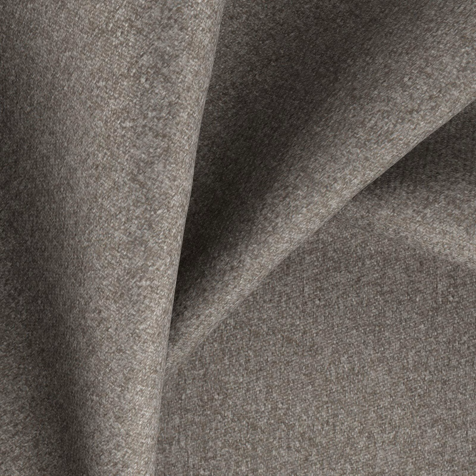 Warm taupe-grey Melton fabric showing a fine heathered weave in folded layers
