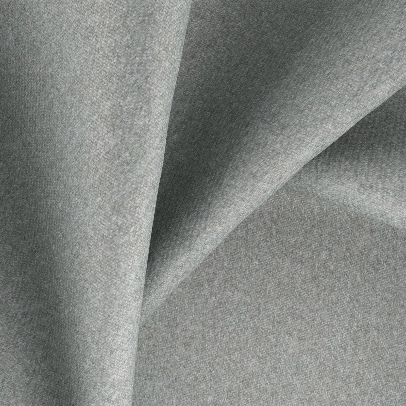 Cool silver-grey fine weave fabric falling in softly layered folds