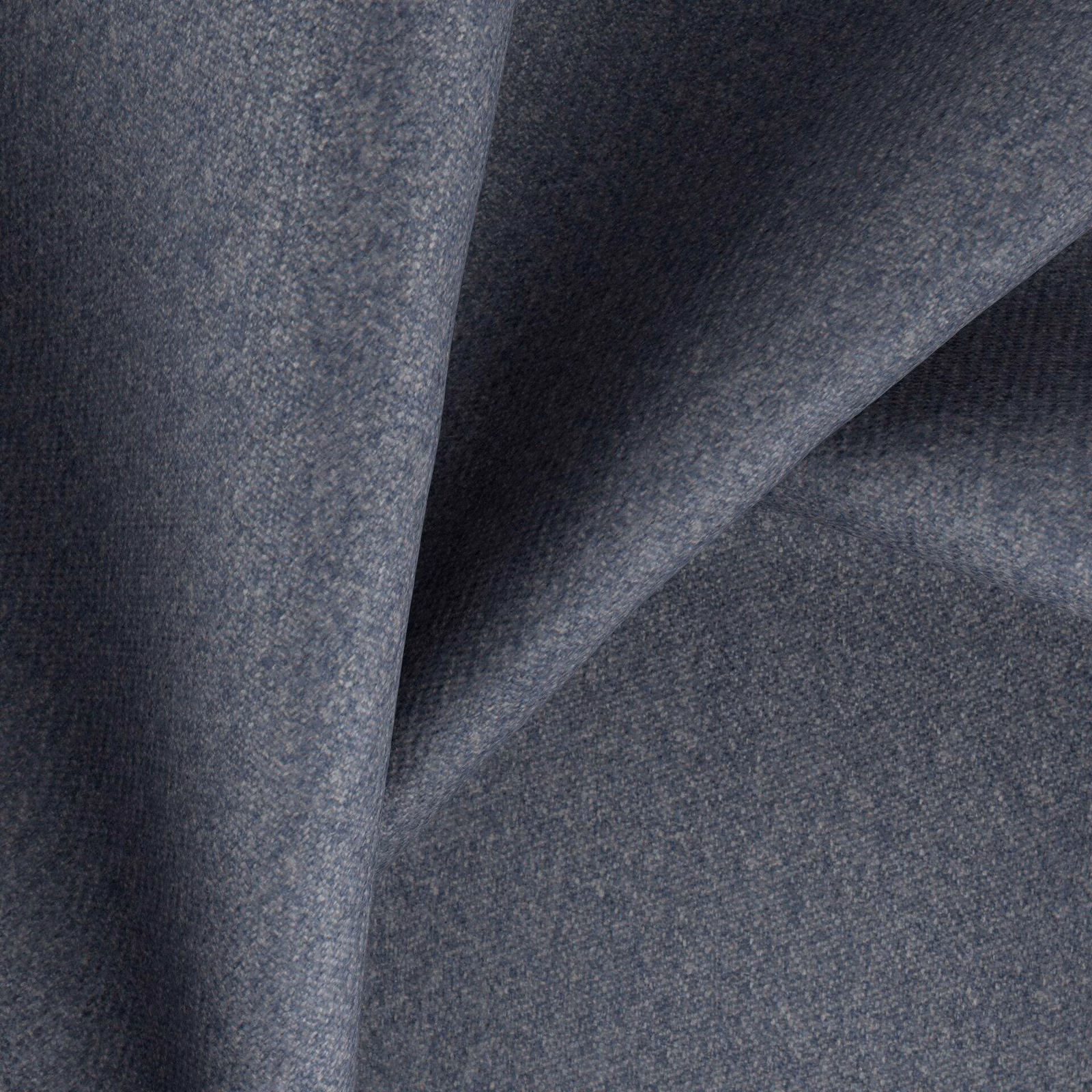 Deep blueberry-blue tightly woven textile with subtle heathered texture in folded swatch