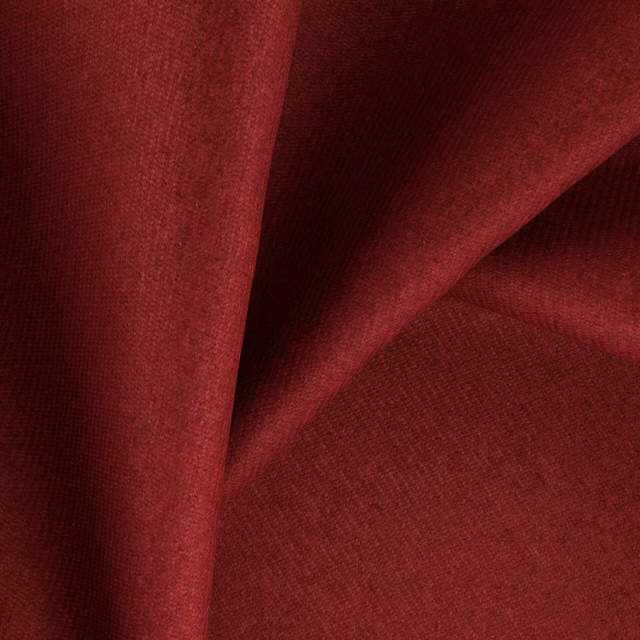 Deep cassis-red plain weave with fine texture shown in softly folded cloth