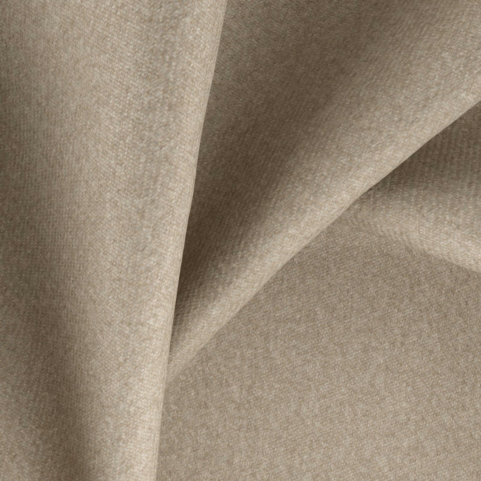 Warm mushroom-taupe fabric with a fine, even woven surface in folded swatch