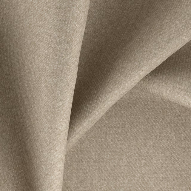 Warm mushroom-taupe fabric with a fine, even woven surface in folded swatch