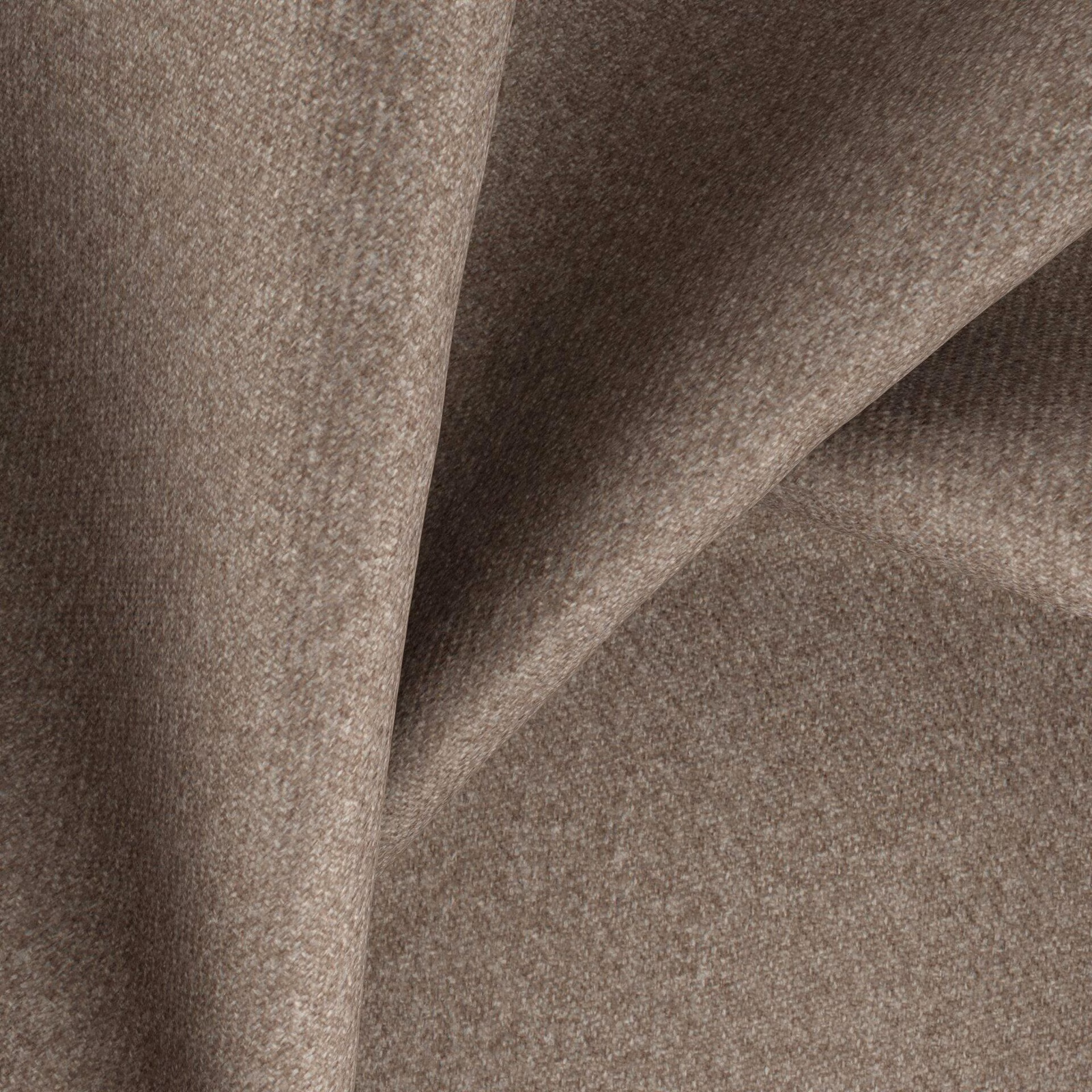 Warm taupe-brown Melton fabric showing a fine pebbled weave and soft folds