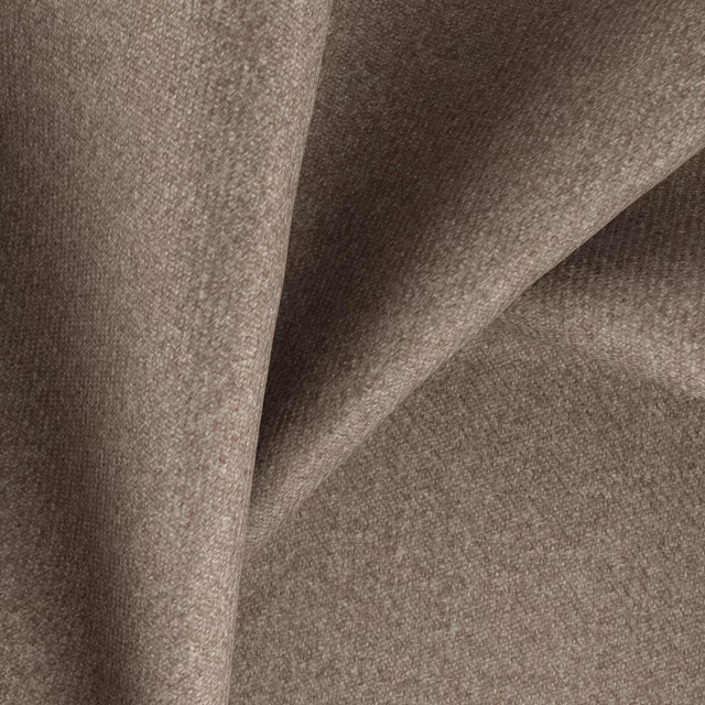Warm taupe-brown Melton fabric showing a fine pebbled weave and soft folds