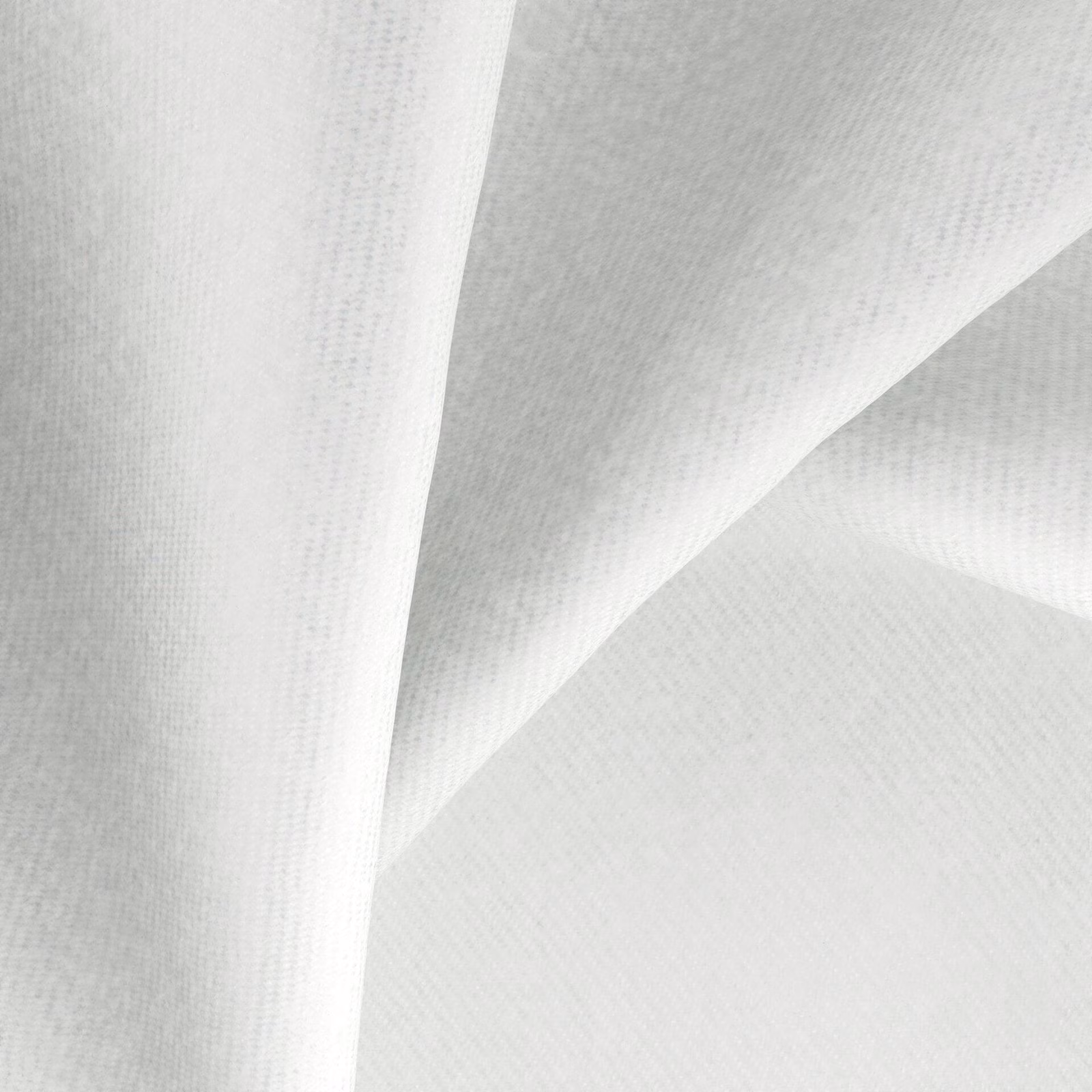 Pale icy-white Melton fabric with fine woven texture and softly shaded folds