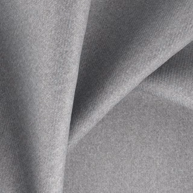Cool mid grey woven upholstery swatch with fine texture and deep folded shadows