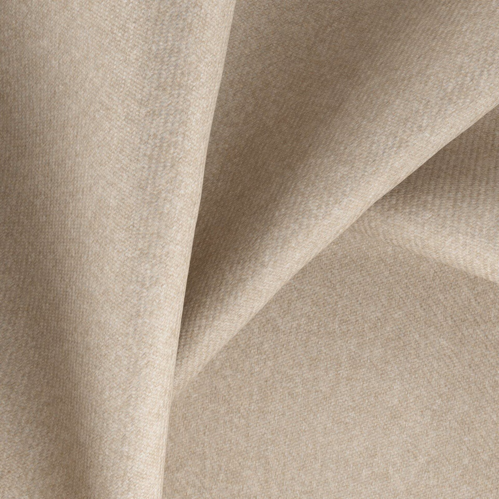 Warm malt beige fabric with a fine woven texture in softly folded swatch