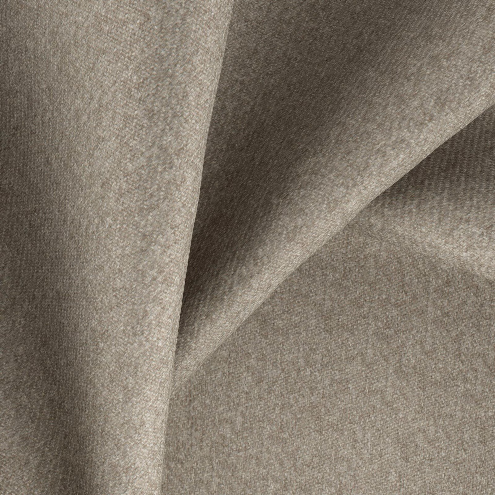 Muted taupe-grey woven fabric with a fine pebbled texture folded into soft shadows