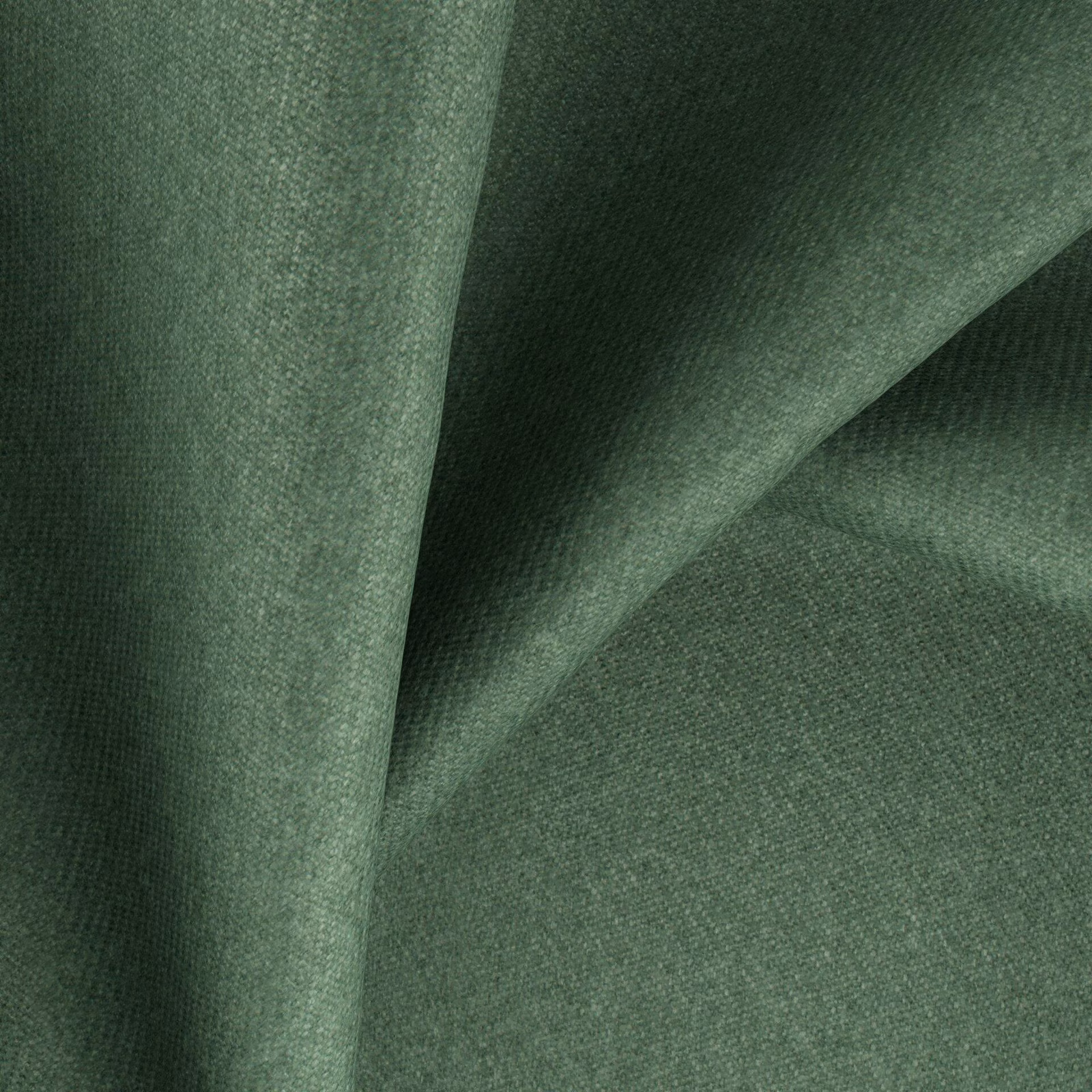Deep moss-green woven fabric with fine texture and shaded folds