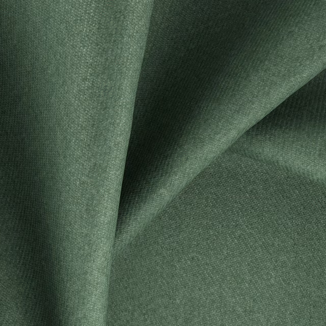 Deep moss-green woven fabric with fine texture and shaded folds