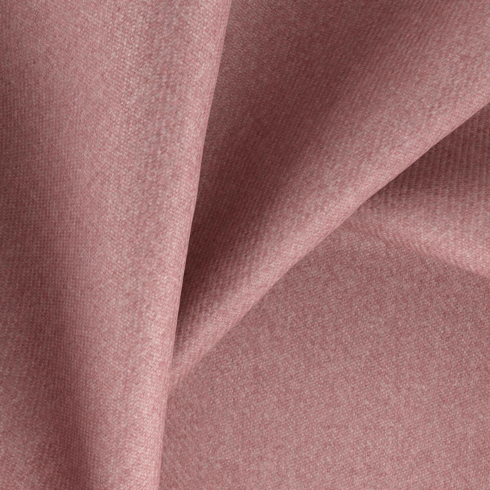 Dusty rose-pink woven fabric draped in folds, showing a fine even grain