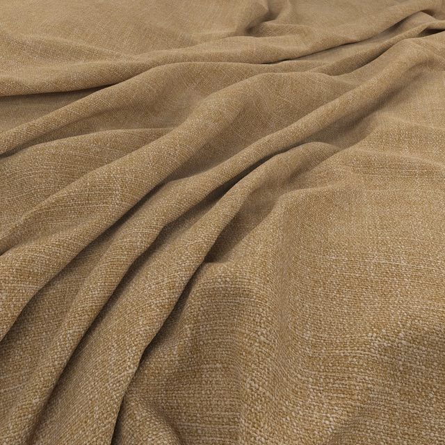 Warm desert taupe woven fabric draped in folds with a fine nubby texture