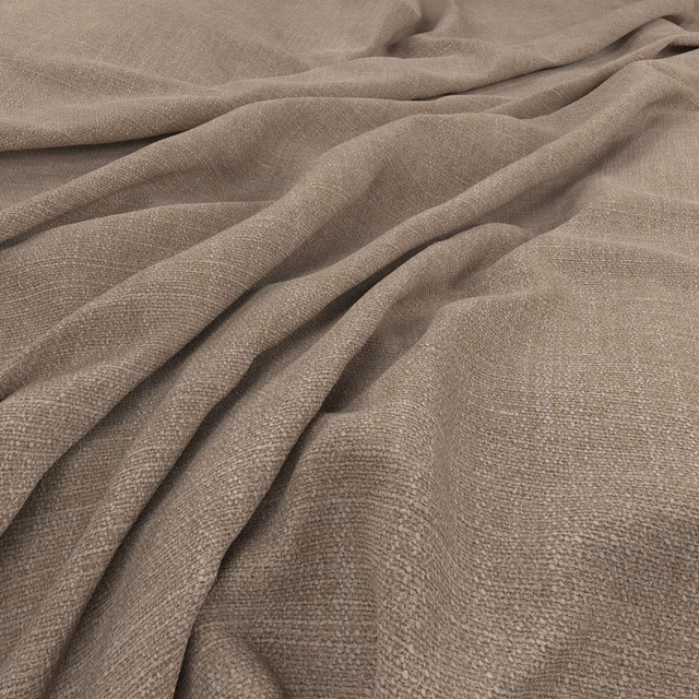 Warm mushroom-taupe woven textile draped in soft, dimensional folds