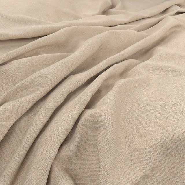Gathered Moonbeam fabric in warm oat beige with a fine woven texture