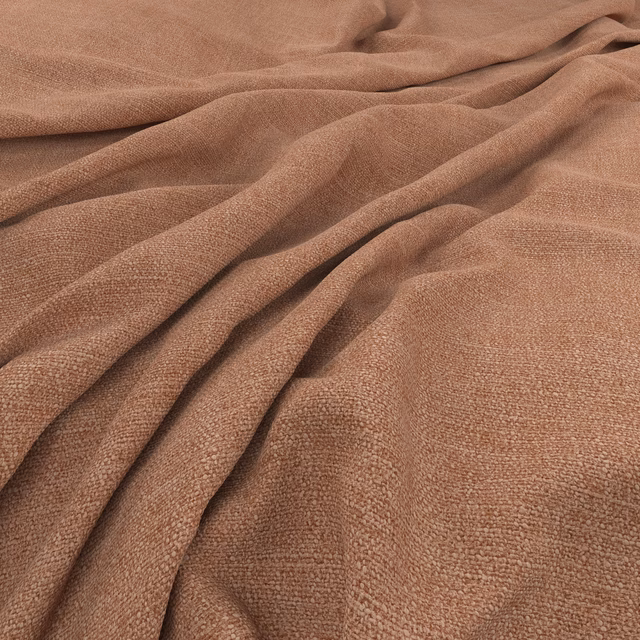 Warm taupe-brown woven textile draped in folds, showing a fine tactile surface