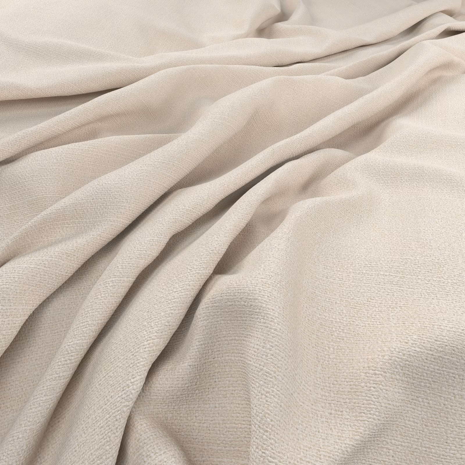 Pale ivory Nevada fabric with a fine woven surface falling in soft folds