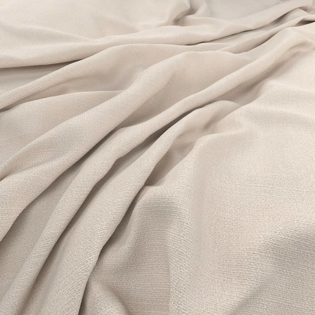 Pale ivory Nevada fabric with a fine woven surface falling in soft folds