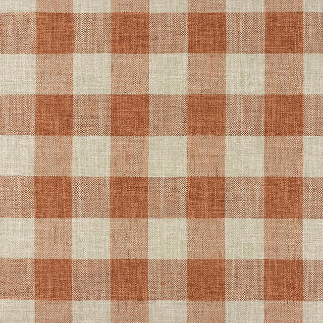 Warm terracotta and cream checked weave with fine diamond-patterned squares