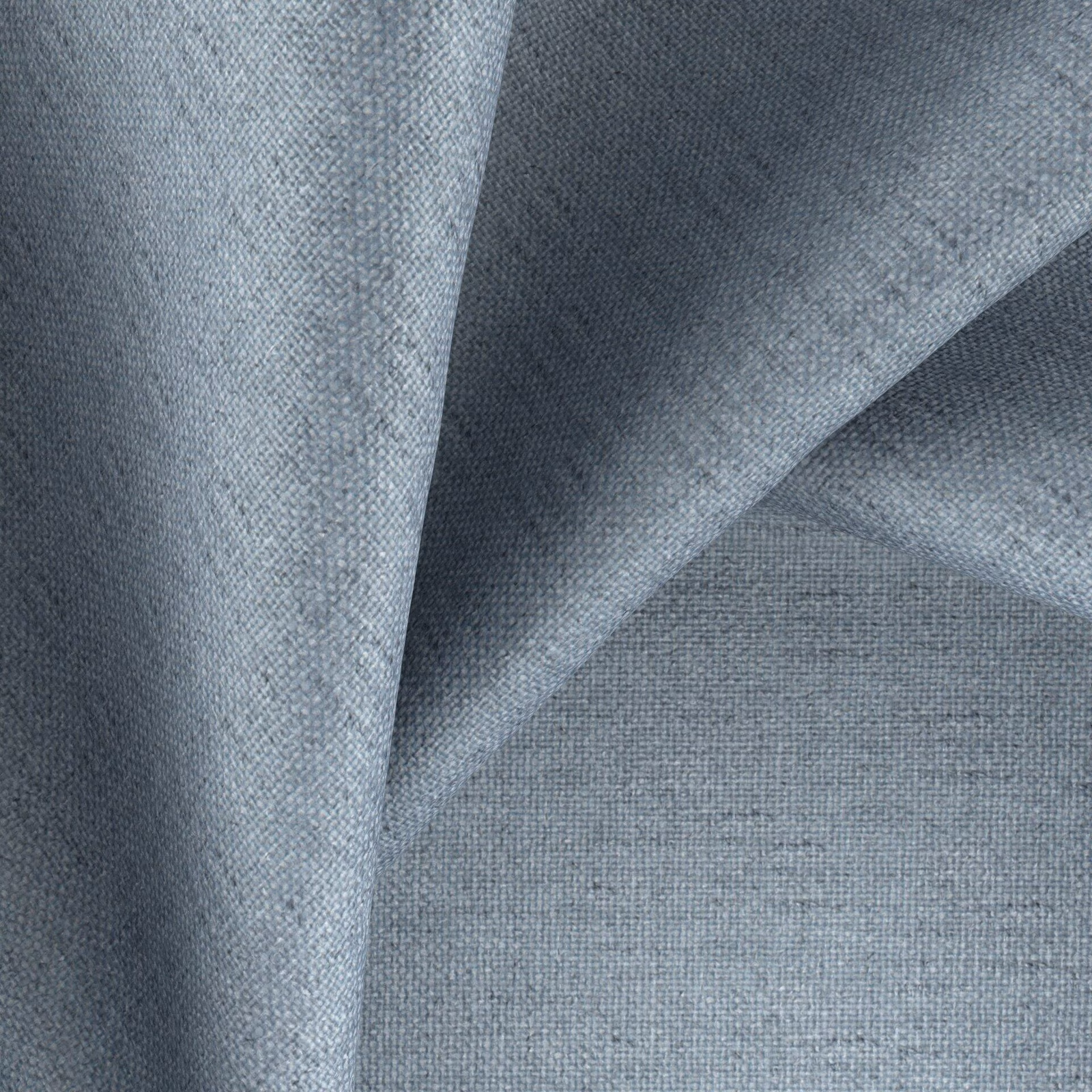 Cool blue-grey folded swatch showing a fine, subtly mottled woven texture