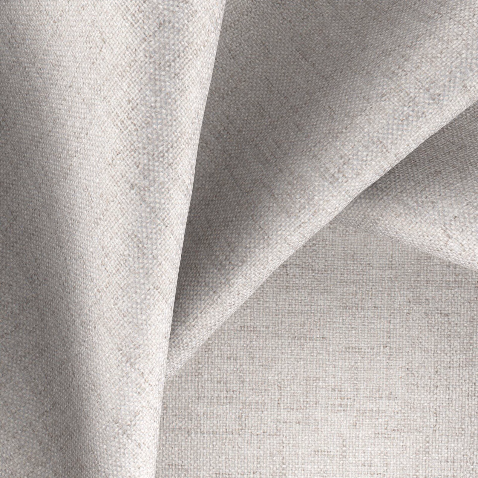 Pale stone-grey woven fabric folded to show fine crosshatch texture and soft shading