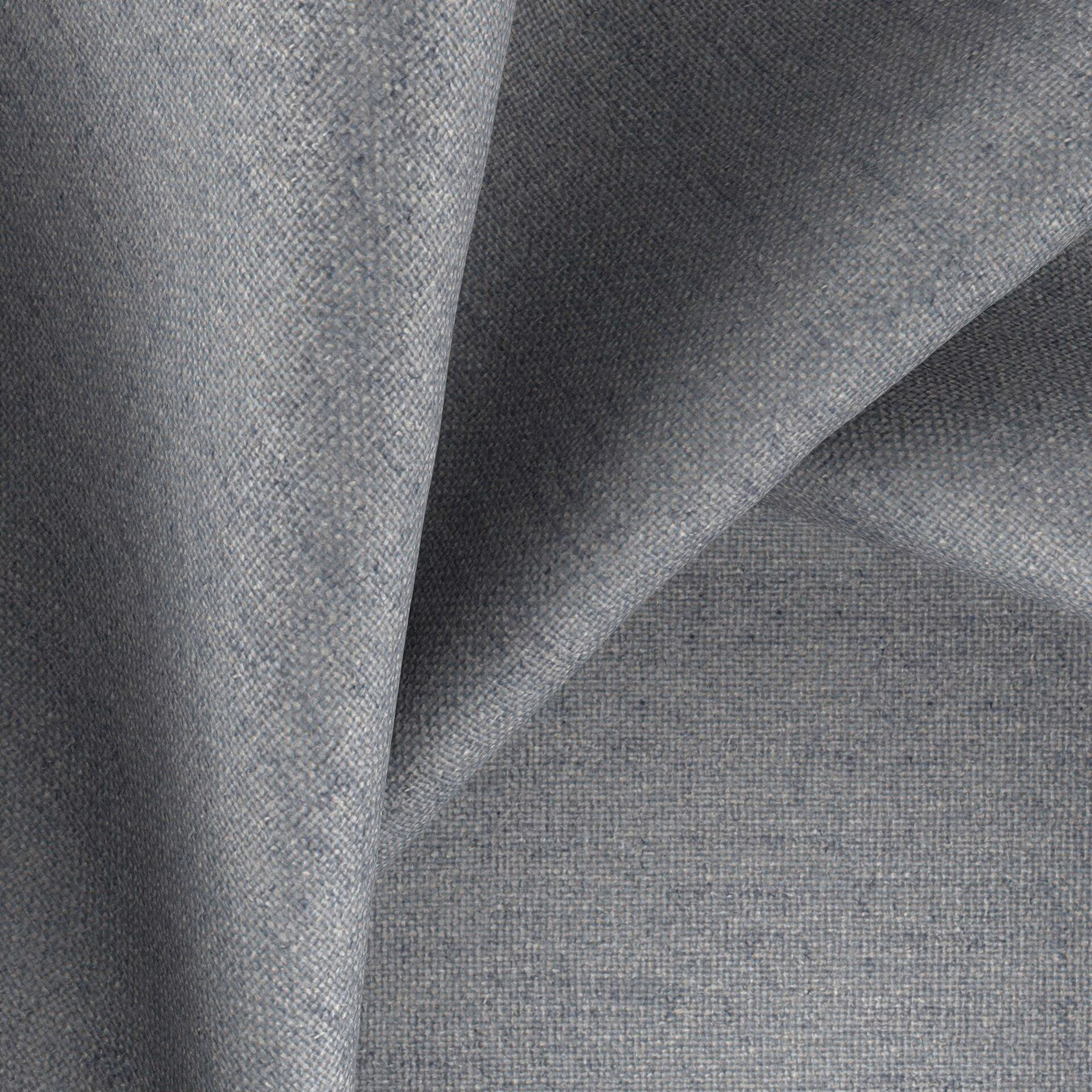 Charcoal-grey woven fabric with warm flecks and fine textured crossweave in folded swatch