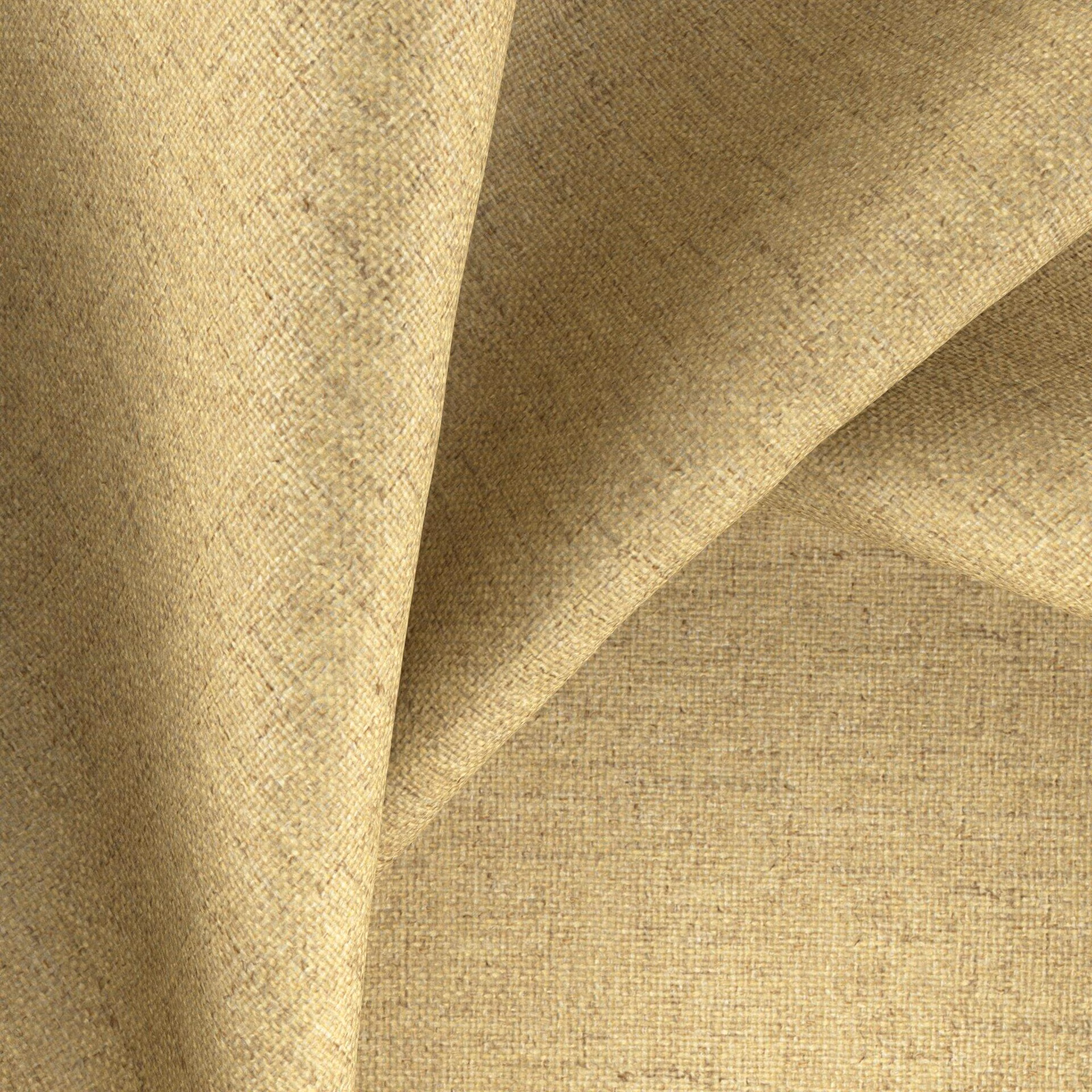 Warm hay-beige woven fabric with fine crosshatch texture in softly folded layers