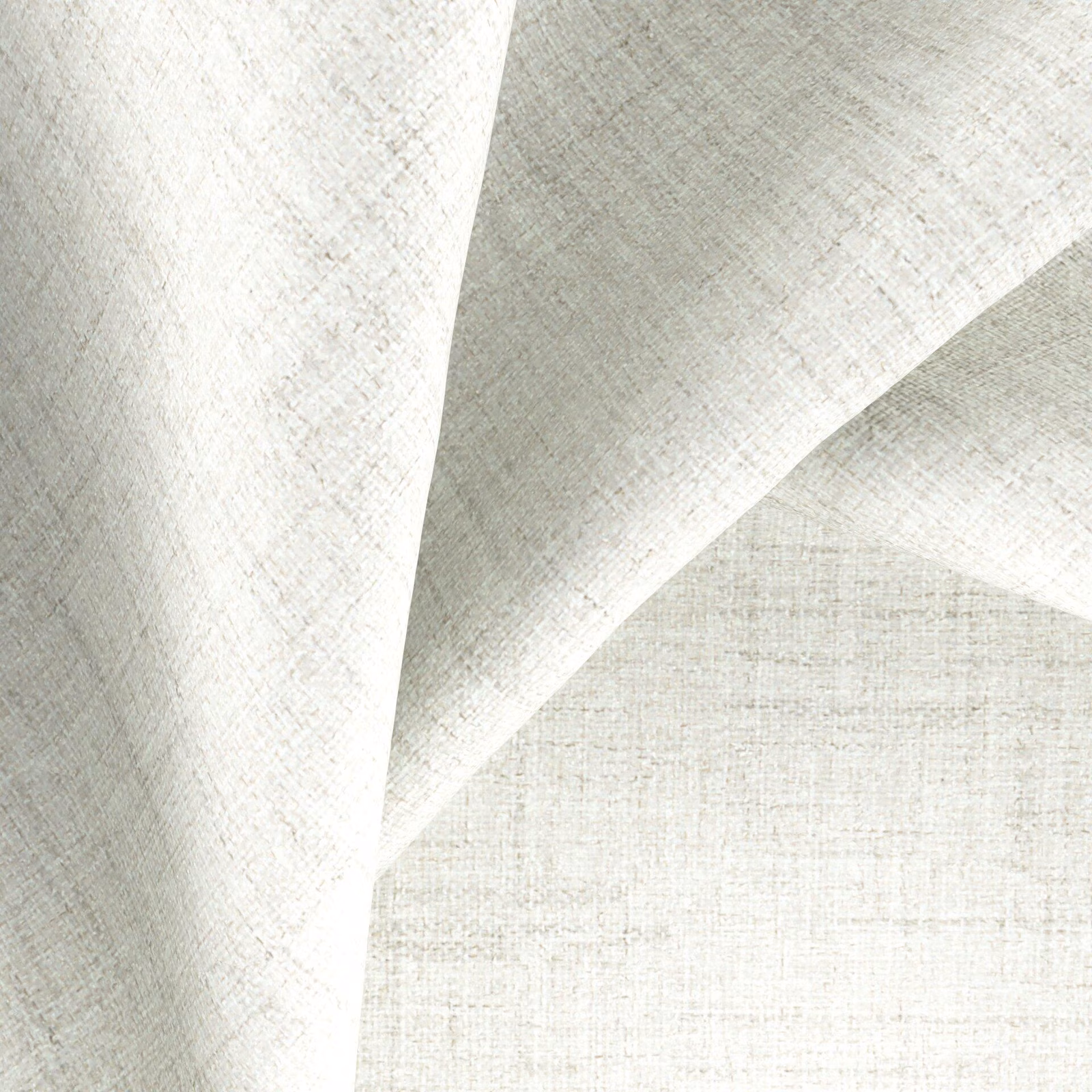 Folded Obscura Luna swatch showing cool ivory-grey crosshatch weave and soft shadows