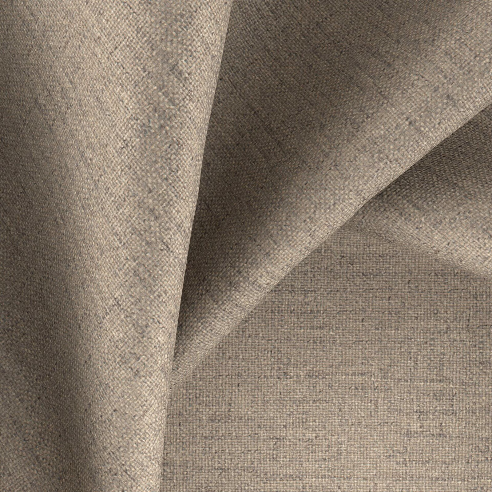 Warm mocha-taupe woven fabric folded to show its fine, subtly mottled texture