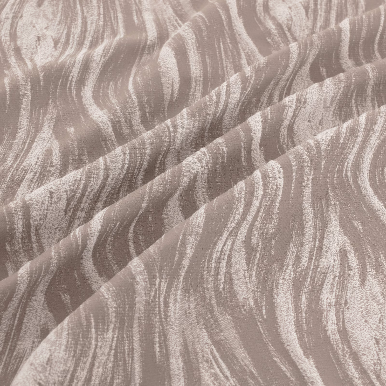 Cool taupe-grey fabric with pale flowing striations and a softly textured weave