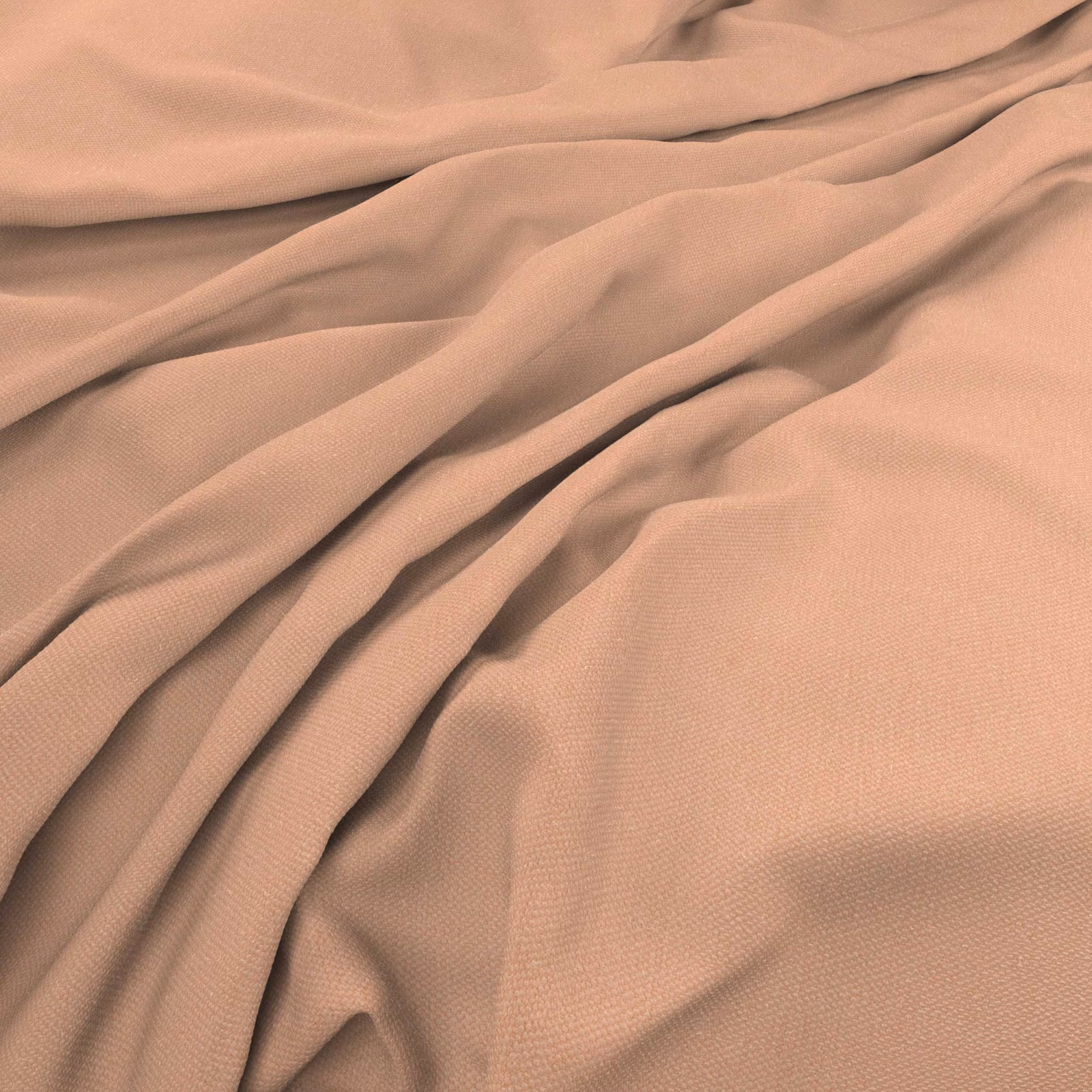 Warm blush-pink fine weave fabric gathered into soft, fluid folds