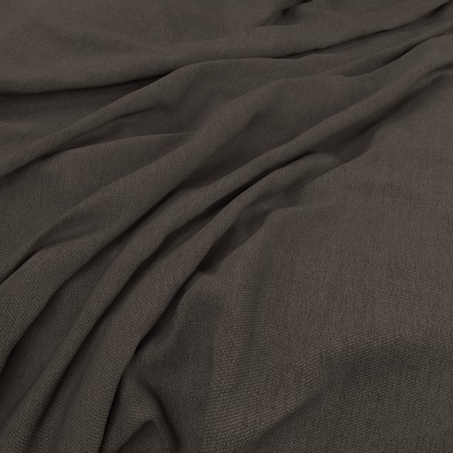 Deep charcoal-grey plain weave fabric draped in folds with subtle fine texture