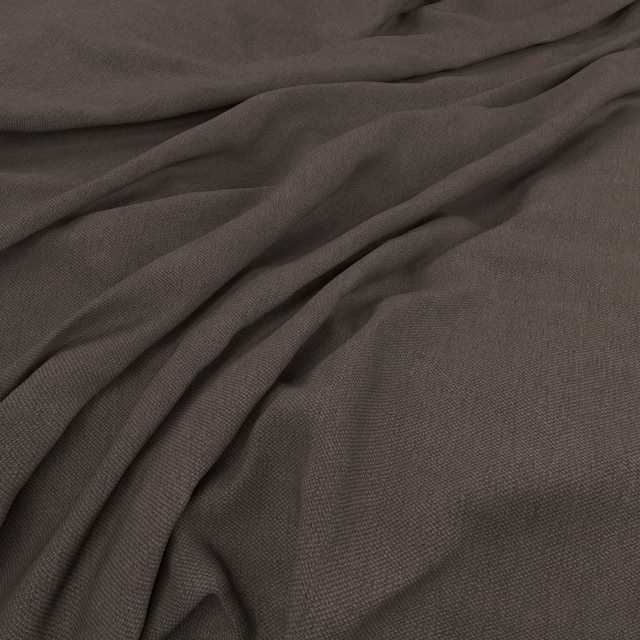Warm cinder-grey finely woven fabric shown in soft, deep draped folds